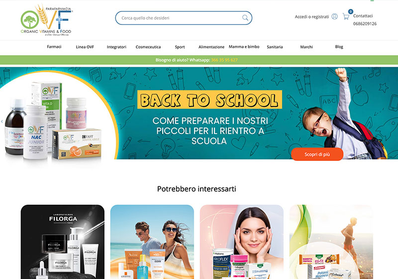 Screenshot ecommerce parafarmaciaovf.it
